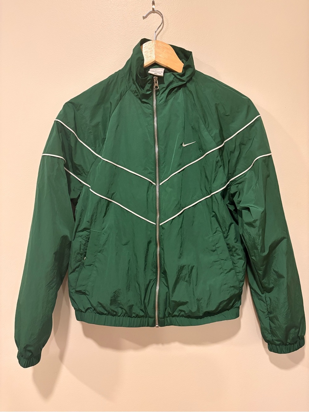 Nike Green Windbreaker Jacket with White Piping